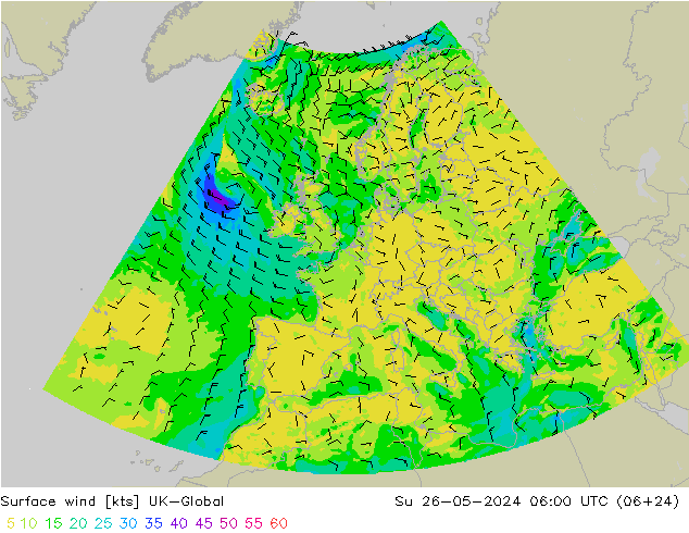 wiatr 10 m UK-Global nie. 26.05.2024 06 UTC