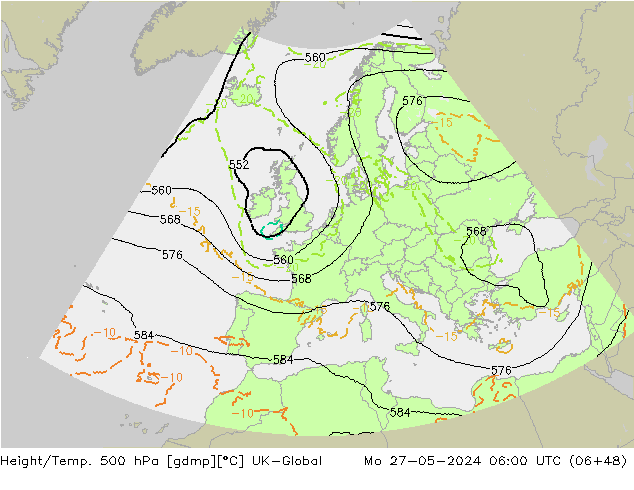 Yükseklik/Sıc. 500 hPa UK-Global Pzt 27.05.2024 06 UTC