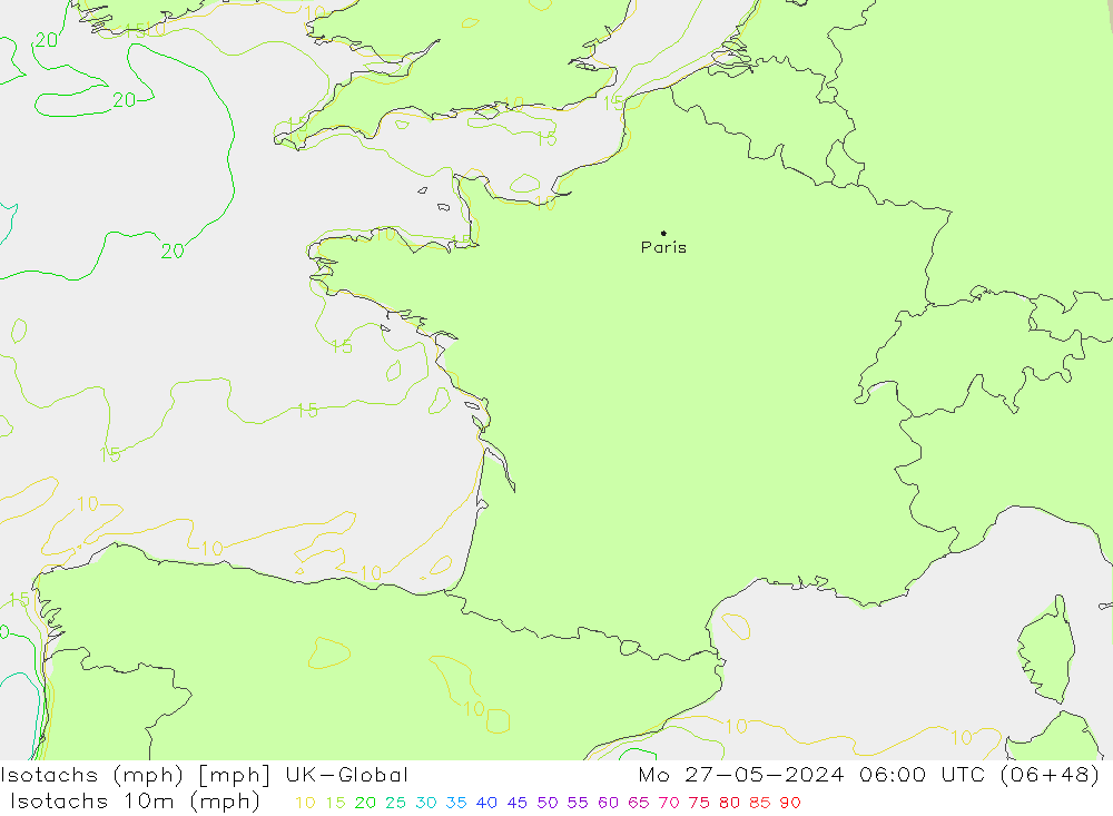 Isotachs (mph) UK-Global Mo 27.05.2024 06 UTC