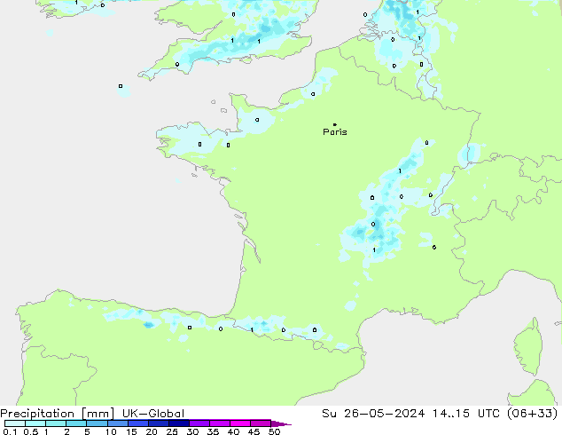Yağış UK-Global Paz 26.05.2024 15 UTC