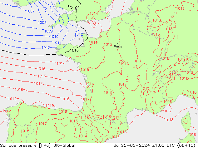 Surface pressure UK-Global Sa 25.05.2024 21 UTC