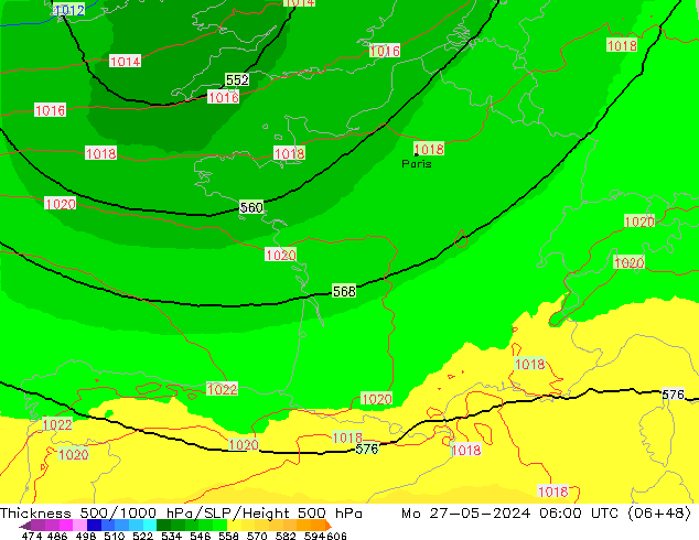 500-1000 hPa Kalınlığı UK-Global Pzt 27.05.2024 06 UTC