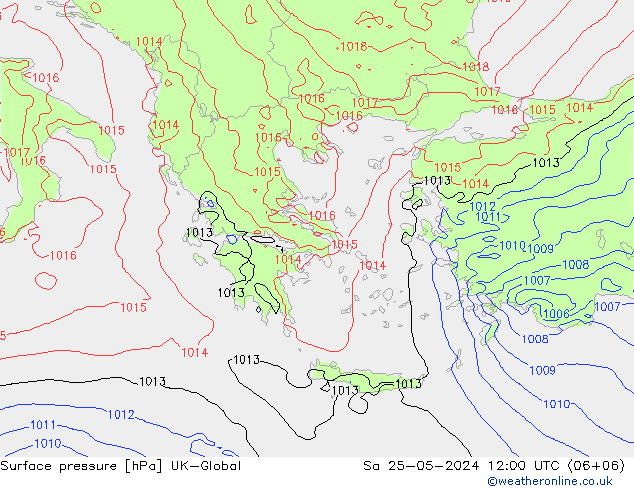 Atmosférický tlak UK-Global So 25.05.2024 12 UTC