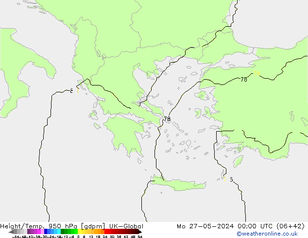 Height/Temp. 950 гПа UK-Global пн 27.05.2024 00 UTC