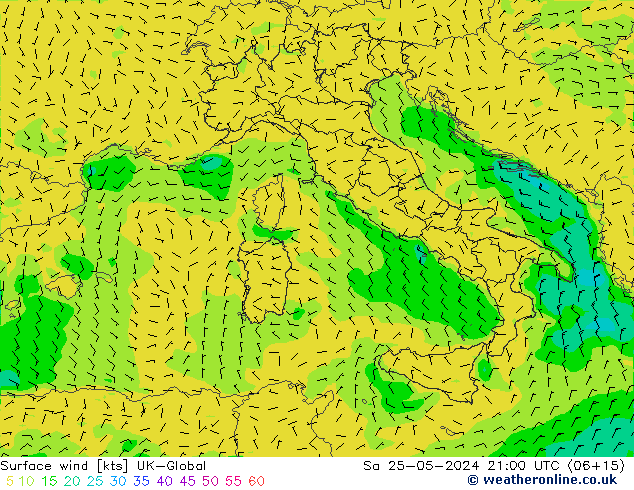 ветер 10 m UK-Global сб 25.05.2024 21 UTC