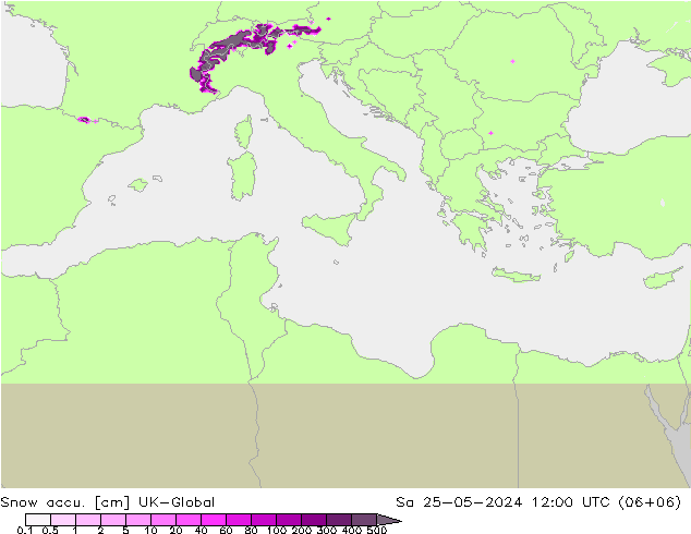 Snow accu. UK-Global sam 25.05.2024 12 UTC