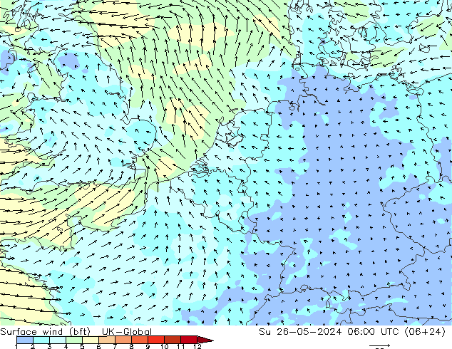 Bodenwind (bft) UK-Global So 26.05.2024 06 UTC