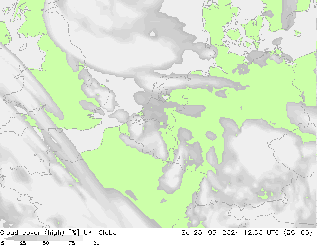 Cloud cover (high) UK-Global Sa 25.05.2024 12 UTC