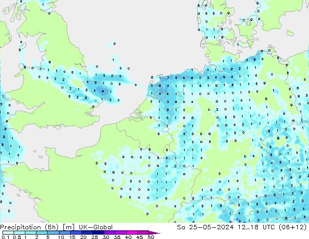 Precipitación (6h) UK-Global sáb 25.05.2024 18 UTC