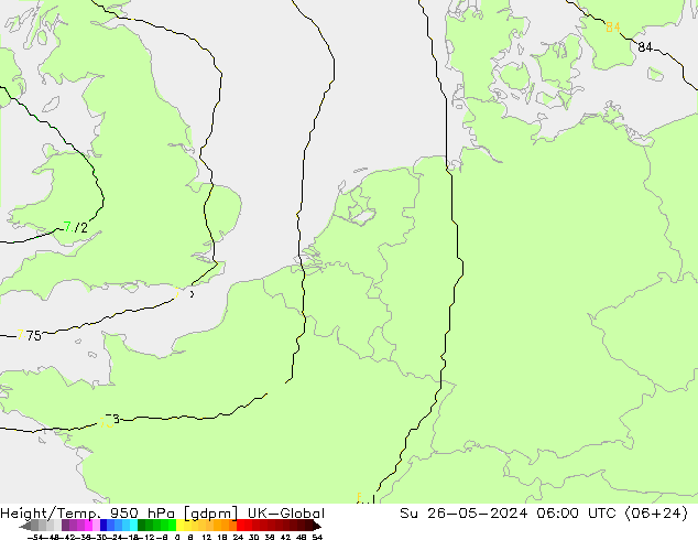 Height/Temp. 950 hPa UK-Global Su 26.05.2024 06 UTC