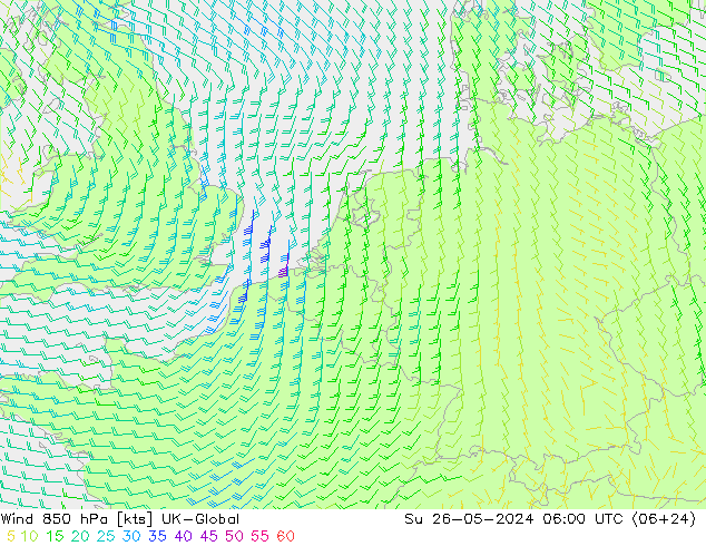 Viento 850 hPa UK-Global dom 26.05.2024 06 UTC