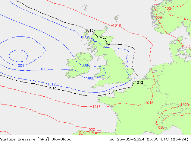 pression de l'air UK-Global dim 26.05.2024 06 UTC