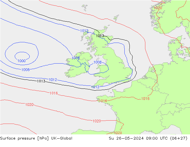 приземное давление UK-Global Вс 26.05.2024 09 UTC