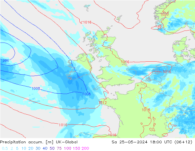Precipitation accum. UK-Global so. 25.05.2024 18 UTC
