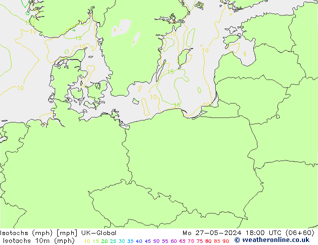 Isotachs (mph) UK-Global пн 27.05.2024 18 UTC