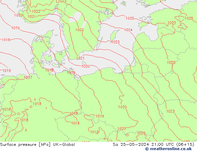 Surface pressure UK-Global Sa 25.05.2024 21 UTC