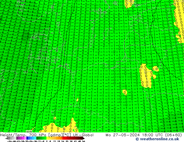 Hoogte/Temp. 700 hPa UK-Global ma 27.05.2024 18 UTC