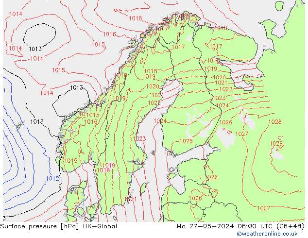 приземное давление UK-Global пн 27.05.2024 06 UTC