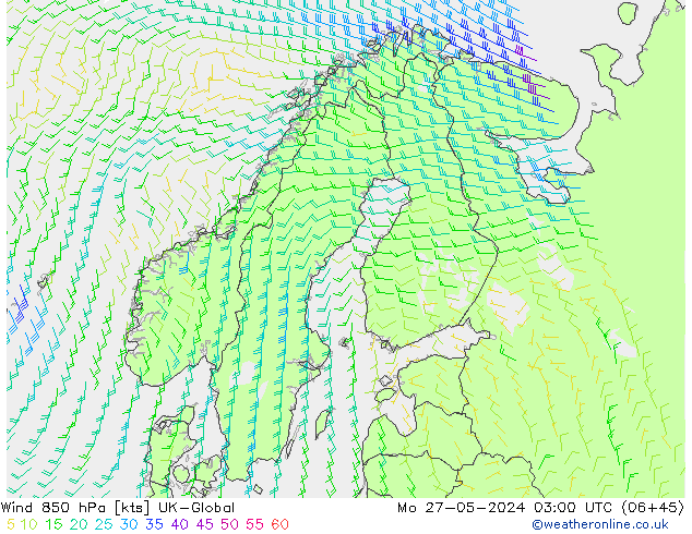 Wind 850 hPa UK-Global Mo 27.05.2024 03 UTC