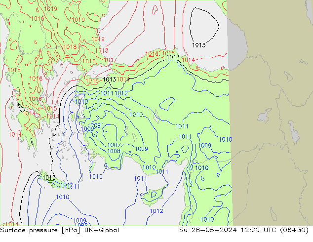 Surface pressure UK-Global Su 26.05.2024 12 UTC