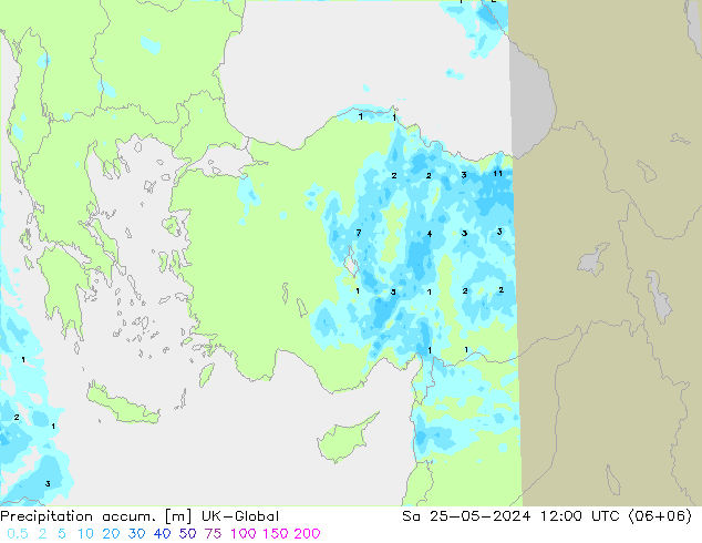 Precipitation accum. UK-Global  25.05.2024 12 UTC
