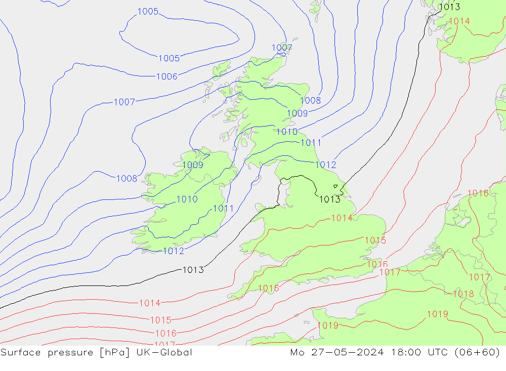 pressão do solo UK-Global Seg 27.05.2024 18 UTC