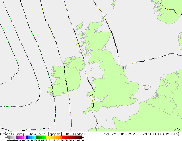 Height/Temp. 950 hPa UK-Global  25.05.2024 12 UTC