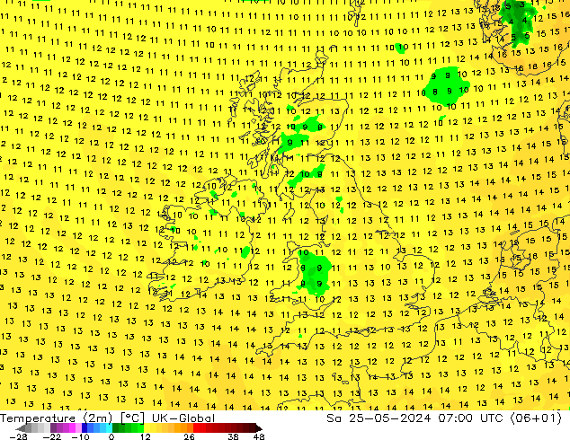 Temperature (2m) UK-Global Sa 25.05.2024 07 UTC