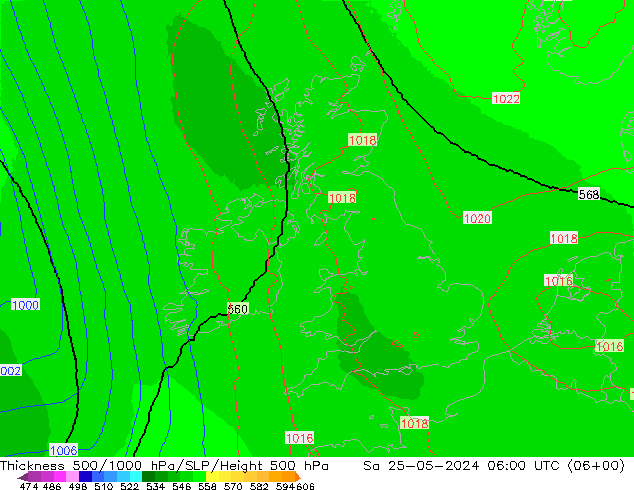 500-1000 hPa Kalınlığı UK-Global Cts 25.05.2024 06 UTC