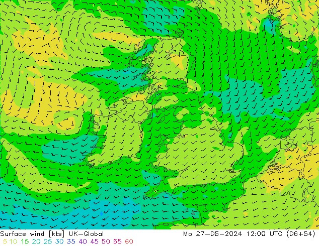 Rüzgar 10 m UK-Global Pzt 27.05.2024 12 UTC