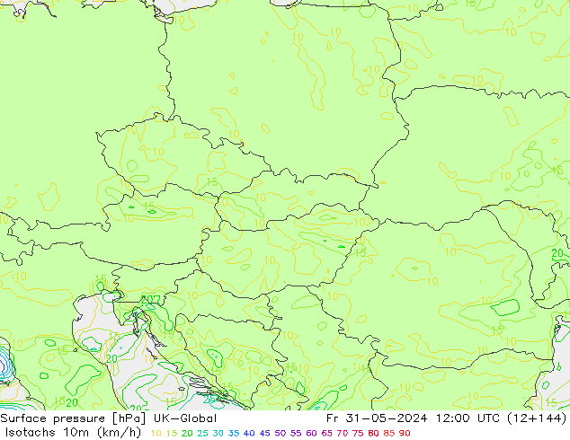 Isotachs (kph) UK-Global Sex 31.05.2024 12 UTC