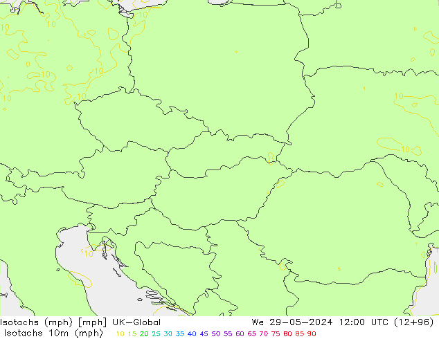Isotachs (mph) UK-Global Qua 29.05.2024 12 UTC