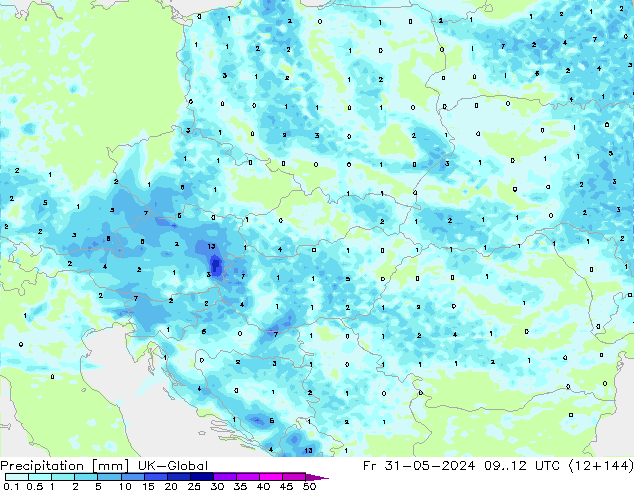 Precipitazione UK-Global ven 31.05.2024 12 UTC