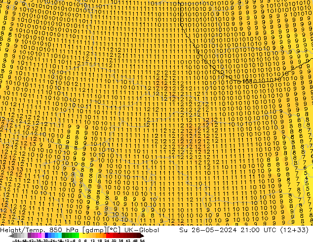 Height/Temp. 850 hPa UK-Global Ne 26.05.2024 21 UTC