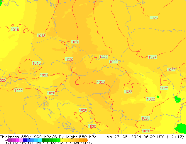 Thck 850-1000 hPa UK-Global  27.05.2024 06 UTC