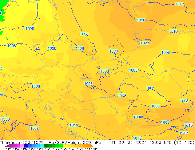 Thck 850-1000 hPa UK-Global Th 30.05.2024 12 UTC