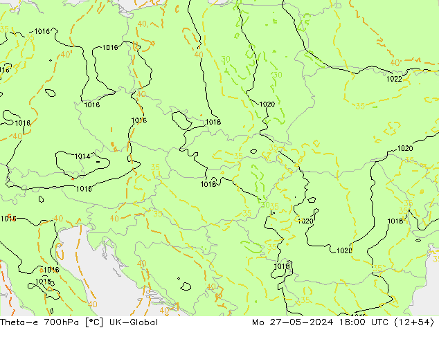 Theta-e 700hPa UK-Global  27.05.2024 18 UTC