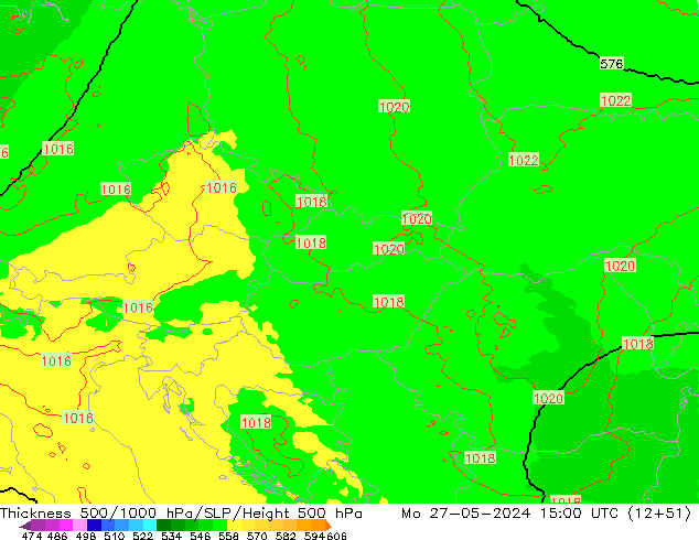 Dikte 500-1000hPa UK-Global ma 27.05.2024 15 UTC