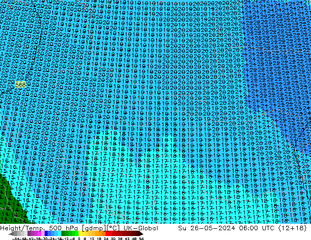 Height/Temp. 500 гПа UK-Global Вс 26.05.2024 06 UTC