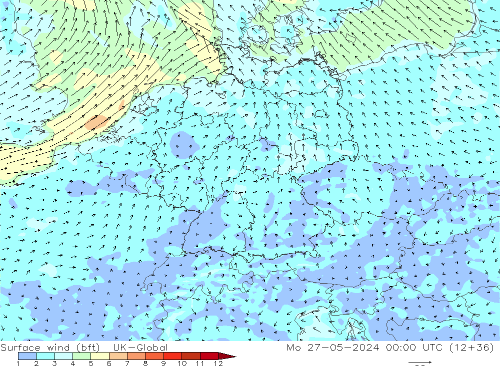  10 m (bft) UK-Global  27.05.2024 00 UTC