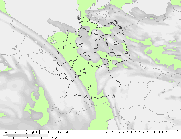 Cloud cover (high) UK-Global Su 26.05.2024 00 UTC