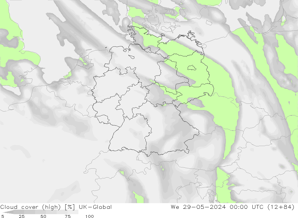 Wolken (hohe) UK-Global Mi 29.05.2024 00 UTC