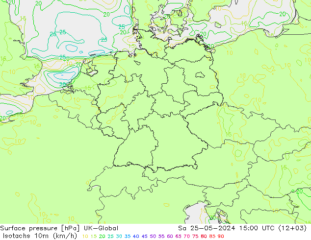 Isotachs (kph) UK-Global Sa 25.05.2024 15 UTC