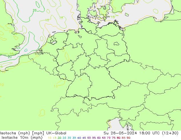 Isotachen (mph) UK-Global zo 26.05.2024 18 UTC