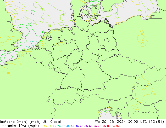 Isotachen (mph) UK-Global wo 29.05.2024 00 UTC