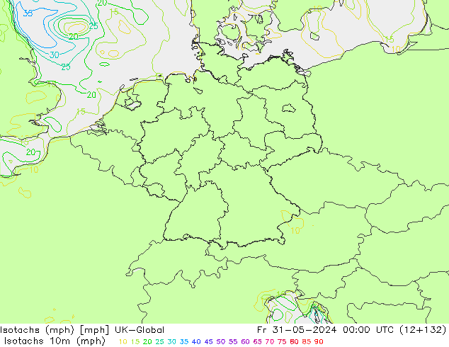 Eşrüzgar Hızları mph UK-Global Cu 31.05.2024 00 UTC