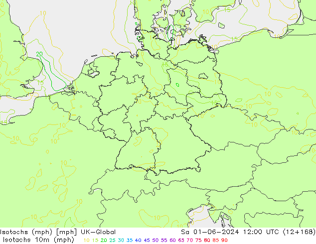 Isotachs (mph) UK-Global Sáb 01.06.2024 12 UTC