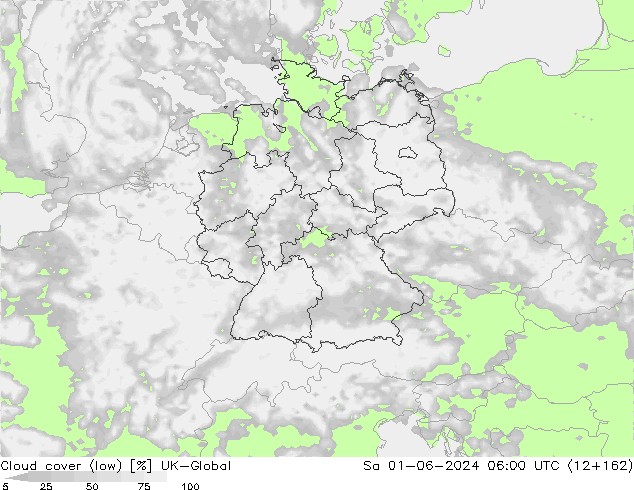 Cloud cover (low) UK-Global Sa 01.06.2024 06 UTC