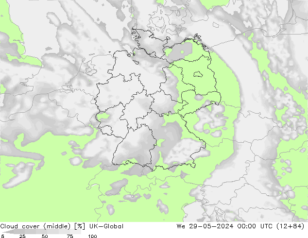 Cloud cover (middle) UK-Global We 29.05.2024 00 UTC