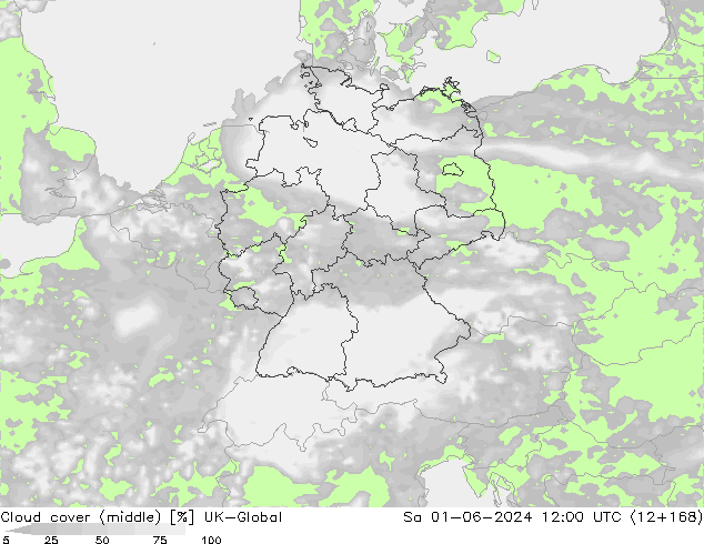 oblačnosti uprostřed UK-Global So 01.06.2024 12 UTC